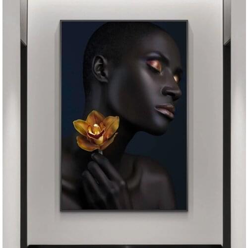 African Woman Art Canvas Posters And Prints Black Woman Canvas Paintings On the Wall Art Canvas Pictures Home Decoration Cuadros