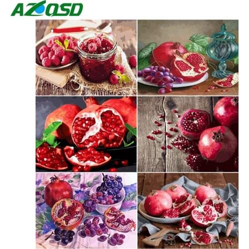 AZQSD Full Kits Diamond Painting New Arrivals Fruit Pomegranate Handmade Diamond Embroidery Scency Mosaic Home Decoration
