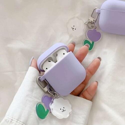 For QCY T8 Case Korea Cute Bear Cartoon cat Case For qcy t8 luxury daisy Flower Keyring Silicone Earphones Case cover fundas