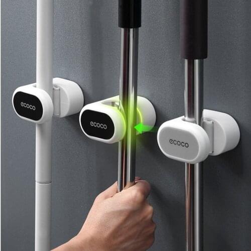 Broom Holder Wall Mounted Mop Holder Household Glue Storage Tools For Bathroom Mop Hook Racks Kitchen Organizer Home Decoration