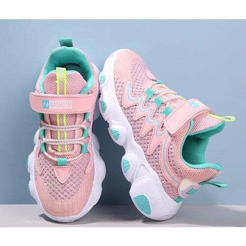 New Autumn Kids Sneakers For Girls Fashion Casual Breathable Mesh Student Children Shoes Pink Girls Sports Running Child Shoes