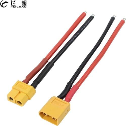 FEICHAO 1 Pair XT60 Battery Male Female Connector with 14 AWG Silicone Cable For RC Lipo Battery
