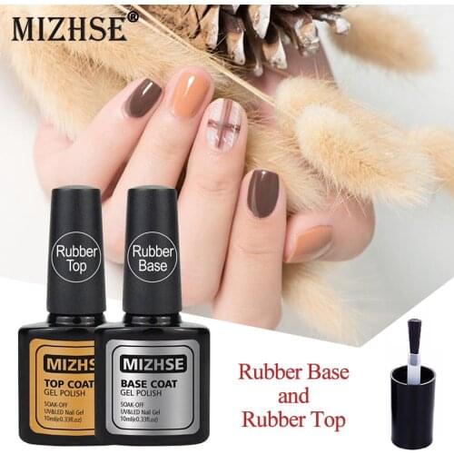 MIZHSE Gel Nail Polish Rubber Base Tops Cost 2Pcst Manicure Treatment Polish Nail Care Lacquer UV LED Long Lastion Nail Primer