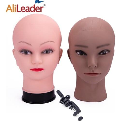 Alileader African Bald Mannequin Head For Making Wigs Hat Display Cosmetology Practice Manikin Head Female Bald Training Head
