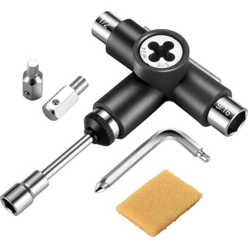 Skate Tool All-In-One Multi-Function Ratchet Skateboard Tool with Skateboard Griptape Eraser Kit
