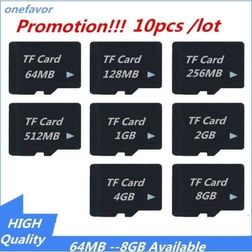 Promotion 10PCS/LOT TF Card 64MB 128M 256MB 512MB 1GB 2GB 4GB 8GB Micro Memory Card Transflash Card TF Flash Card