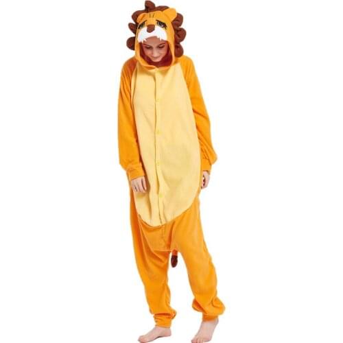 Adults Polar Fleece Lion Animal Kigurumi Womens Mens Onesies Pajamas Cosplay Costume for Halloween and Carnival Party