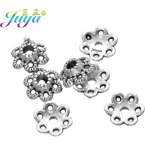 100 pieces wholesale Antique Silver Color 7mm Bead Caps Accessories For Needlework Connect Earrings Bracelets Jewelry Making