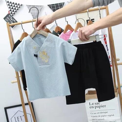 Summer Toddler Boys Clothing 2Pcs/Set Kids Boys Short Sleeve T-Shirt And Shorts Outfits Age For 2t 3t 4 5 6 7 8 10Y Boy Outfit