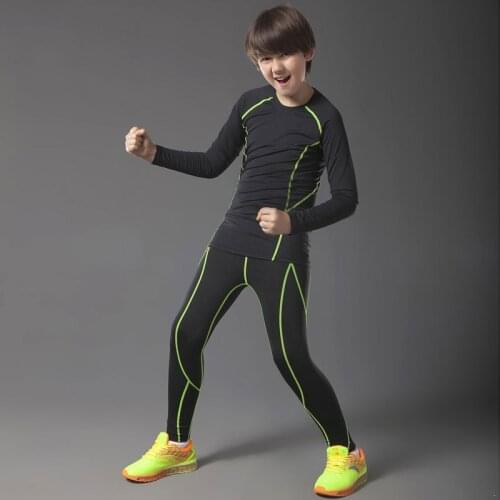 Compression running tights kids basketball pants men running training sets fitness gym jogging leggings tights boys sports suit