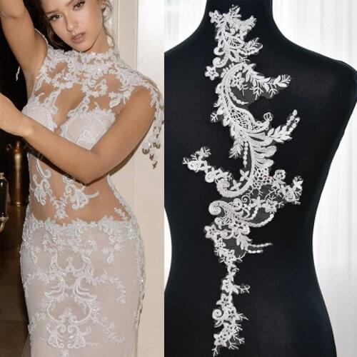 European Court Embroidered Flower Lace Applique DIY Fabric For Sewing Mullet Dress Wedding Clothes Accessories Off White Color