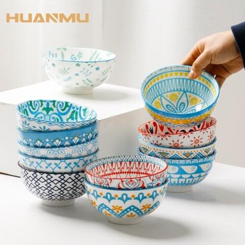 5 inch Rice Bowl European Style Ceramic Tableware Household Soup Porridge Bowl Hand-Painted Breakfast Bowl Microwave Available