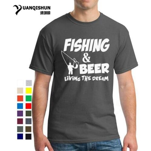 Boutique Brand T Shirt Fashion Summer 16 Colors Pure Cotton T-shirt Fishinger Beer Fish Flying Funny Gift Ideas Tee Shirts