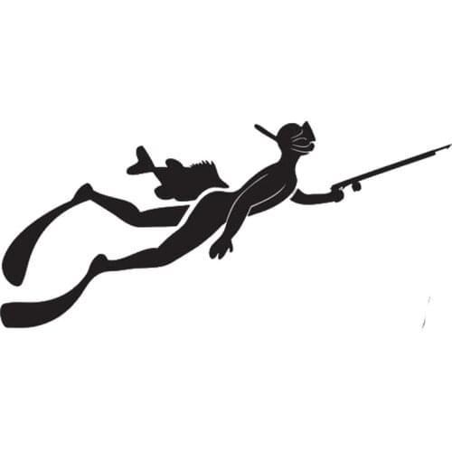 Fashion Fish Fishing Gun Car Stickers Free Diver Diving Decals Black/Silver good quality waterproof Sun protection Anti-UV