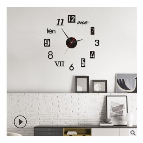 DIY Wall Clock 3D Modern Frameless Wall Clock Decorative Stickers for Living Room Bedroom Office Decor