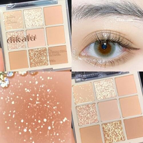 New 9 Colors Nude Shimmer Matte Eyeshadow Pallete Glitter Eyeshadow Long Lasting Waterproof Eye Pigments Shine Eyeshadow Makeup