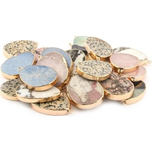 Natural Stone Pendant Egg-shaped Rose Quartzs Pendant Necklace For DIY Jewelry Best Birthday Gift Size 40x25x6mm