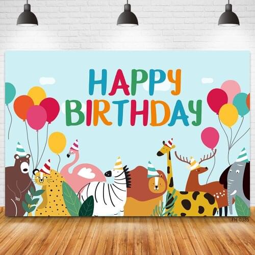 Custom Name Wild Animal Party Balloon Decor Backdrops For Photo Studio Baby Shower Birthday Child Banner Photography Backgrounds