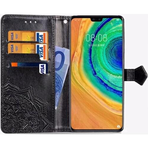 Embossed Mandala PU Leather Wallet Card Slot Magnetic Flip Phone Case Cover for HUAWEI Mate 30 20 10 Pro Lite V20 View 20 V30Pro