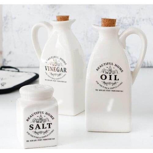 Salse Beautiful Home Vinegar Olive Oil Bottle Dispenser With Cork Salt And Pepper Shaker Garrafa Para Azeite Sauce Pot Cruet Set