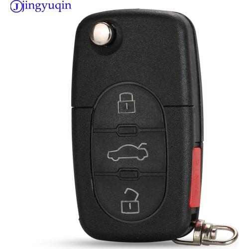 Jingyuqin 4 button Folding Car Key Shell Case For Volkswagen Vw Jetta Golf Passat Beetle Skoda Seat Polo B5