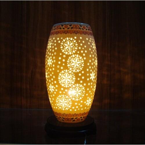 Chinese Style Led Table Lamps For Living Room Jingdezhen Wooden Modern Table Light Handpainted Ceramic Lamp porcelain table lamp