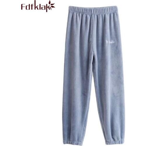 Fdfklak Korean loose flannel pant women autumn winter home clothes lounge wear warm sleeping pants female trousers pajama pant