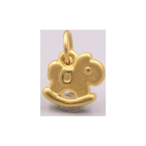 Fine Pure 999 24K Yellow Gold 3D Pony Horse Pendant Men Women Lucky Gift 1.1g / 13*12mm