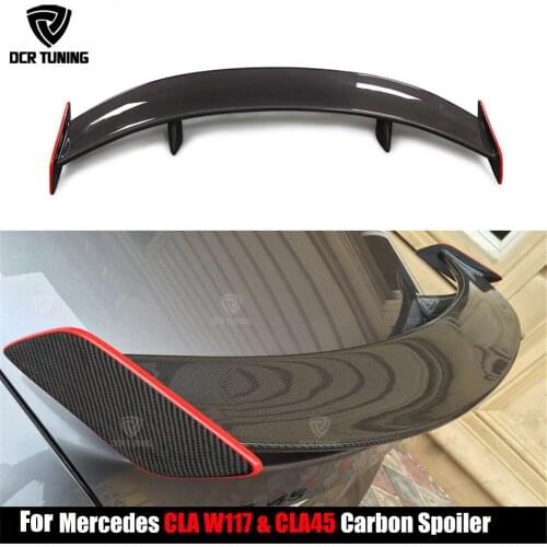 For Mercedes CLA CLASS W117 C117 CLA45 Carbon Fiber GT Rear Trunk Spoiler With Red line CLA 200 250 260 CLA45 car styling 2013