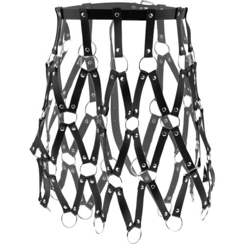 Womens Leather Body Harness Garter Belt Adjustable Punk Cage Skirt Costume
