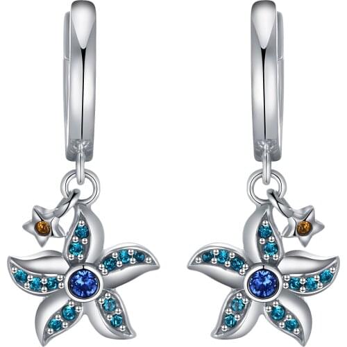 LOVANS 925 Silver Earrings 2021 Trend Sea Star Hanging Womens Earrings With Zircon Fine Jewelry For Gift