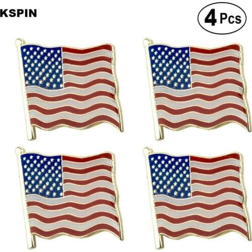 U.S.A Square Shape Flag Pin Lapel Pin Badge Brooch Icons 4pcs