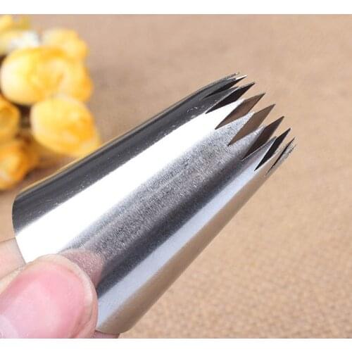 1Pcs 9FT Fondant Cake Decoration 304 Stainless Steel 18-tooth Cookies Supplies Silver Pastry Nozzle Kitchen Gadgets