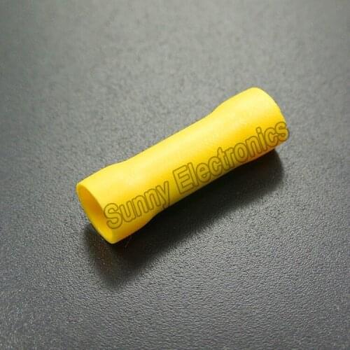 100x Yellow Insulated Straight Butt Connector Electrical Crimp Terminals Cable Wire