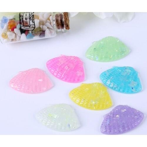 39*27mm Diy Craft Hair Accessory 20Pcs Mixed Flat Back Resin shells Cabochon glitter color for diy decoration