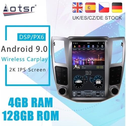 Android 9 128G PX6 Tesla Styel For Lexus RX300 RX350 RX400H RX450H RX330 2004 - 2008 Radio Car Multimedia Player GPS Navigation