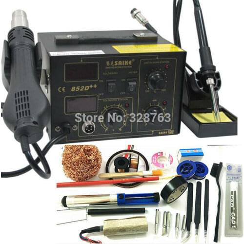 BGA Rework Station Hot Gun Soldering Station Saike 852D++ 2 in 1 220V or 110V Iron Solder Soldering Heat Gun + Gift