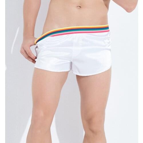 Heaverwood Home Personality Mens Underwear Rainbow Striped Camouflage Casual Man Underwear Smooth Breathable Sexy Sleep Wear