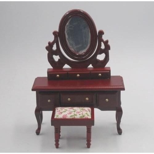 G08-X510 children baby gift Toy 1:12 Dollhouse mini Furniture Miniature rement brown color Dressing table 2pcs/set