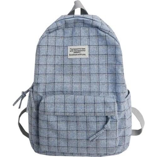 Backpack Student Schoolbag Korean Plaid Travel Backpack for Men and Women