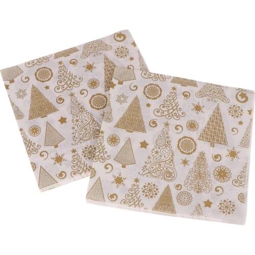 Festival Napkins Cloth Square Christmas Paper Napkin Pocket Handkerchief Home Xmas Table Craft Decoration Table Napkin 20PCS