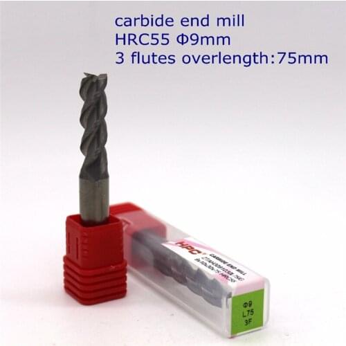 Router bit 9*10*75 of 3 flutes flat end mill HRC55 carbide end milling tungsten knife CNC machine tools mills cutter