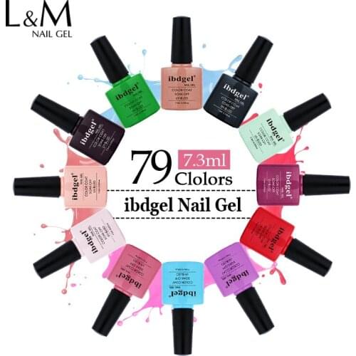 1pc ibdgel colorful bottle Summer Hottest Sale 79 Color UV LED Nail Gel Polish 7.3 ml Nail Art Gel Varnish