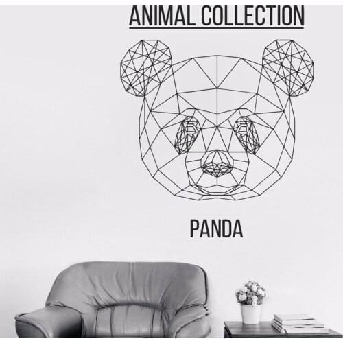Geometric Panda Wall Decals Nursery Room Vinyl Sticker Cute Panda Face Decals, Kids Room Decals, Minimalistic Wall Decor JH16
