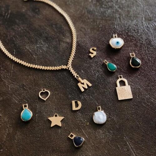 GULCE DERELI, LETTER SYMBOL, PENDANT NECKLACE, INFINITY CHAIN NECKLACE, GIFT BOX, GOLD/SILVER PLATED