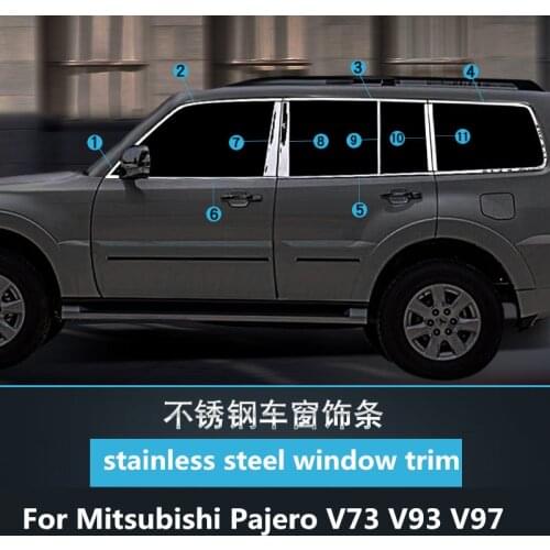 Chromium Styling For Mitsubishi Pajero V73V93V97 stainless steel window trim Pajero modified door edge bright strip