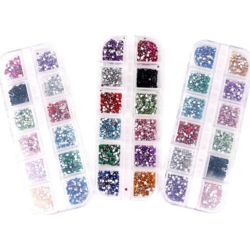 Circle Beads Nail Art Tips Rhinestones Glitters Nail Supplies Acrylic UV Gel Gems Decoration with Hard Case 200sets