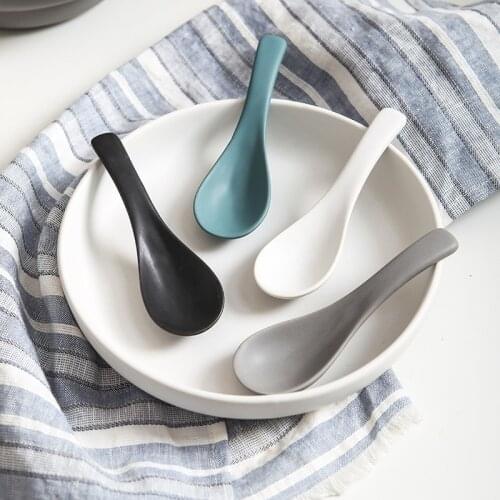 Nordic matte ceramic bowl spoon rice spoon household tableware spoon small spoon