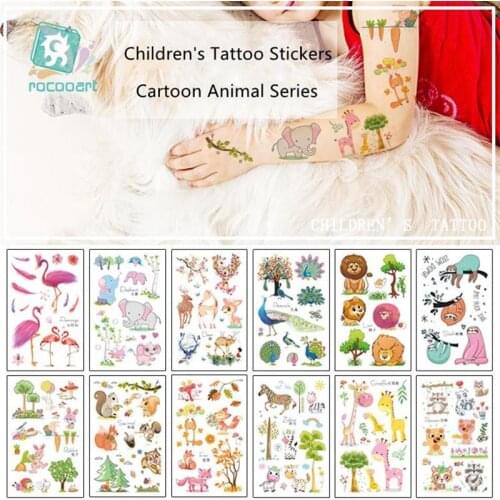 Cute Cartoons Animal Design Water Transfer Waterproof Temporary Tattoo Stickers For Kids Girl Children Gift Fake Tattoos
