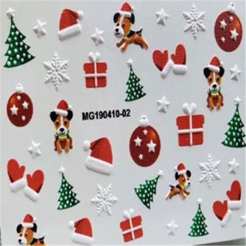 Santa Clause DIY 6 D Cubic Nail Sticker Water Slide Traceless Embossment Lovely Nail Decals Dogs Animals Factory Sale Price